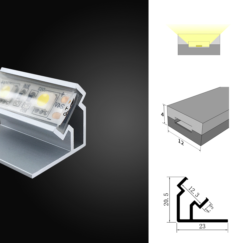 45度12寬套管燈帶卡槽霓虹燈帶卡槽燈帶線槽線條燈硬燈條鋁槽外殼套件